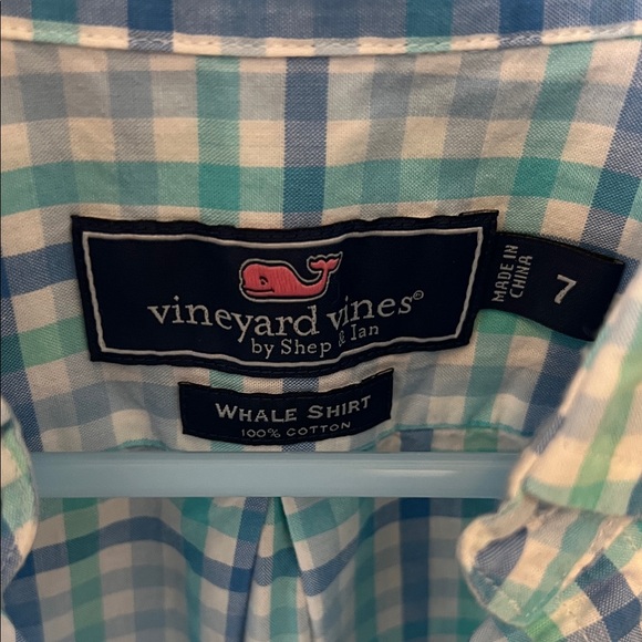 Vineyard Vines Boy’s Blue and Green Checkered Shirt - Picture 2 of 2